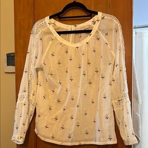 LOFT White Embroidered Women's Top